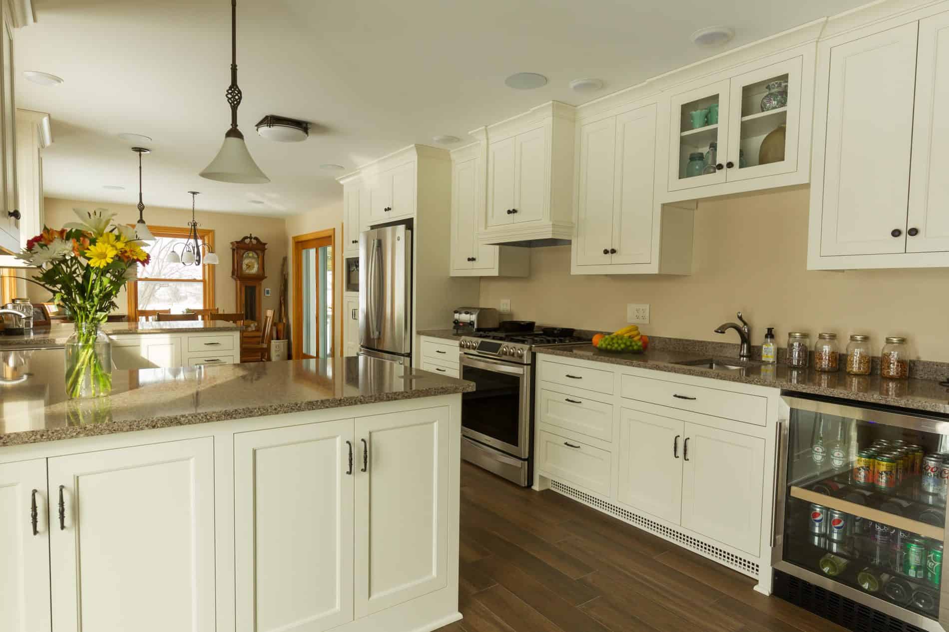 Kitchen with Custom Hardwood Cabinets - White