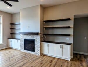 Fire Place Area With Floating Shelves